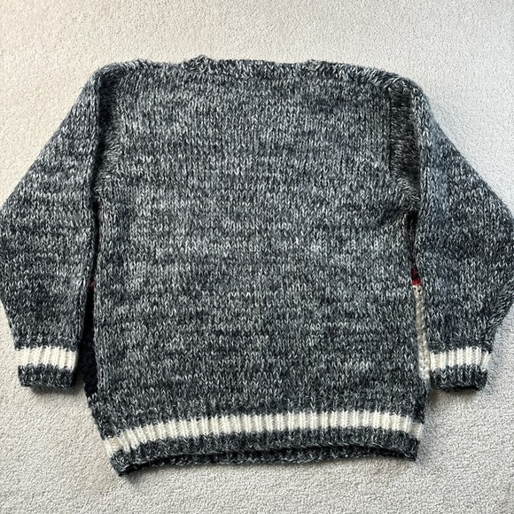 Vtg COLLAGE By Hand Knit Black/White Scotty Dog Thick Acrylic Sweater Sz Large - Picture 12 of 12